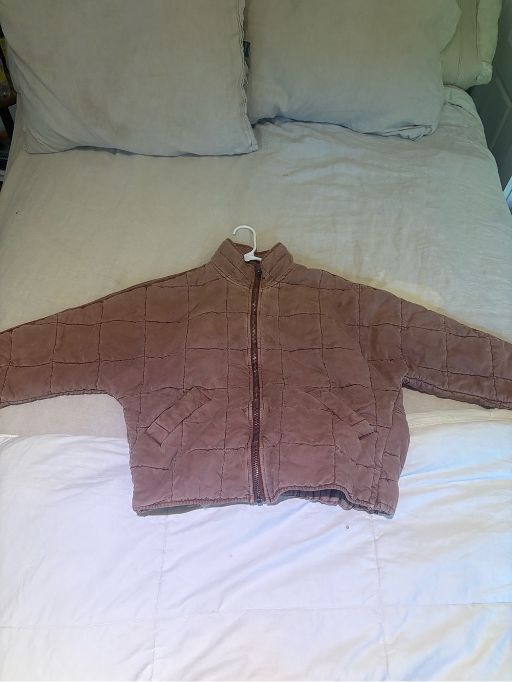 Free People Quilted Utility Jacket in Dusty Rose Brown